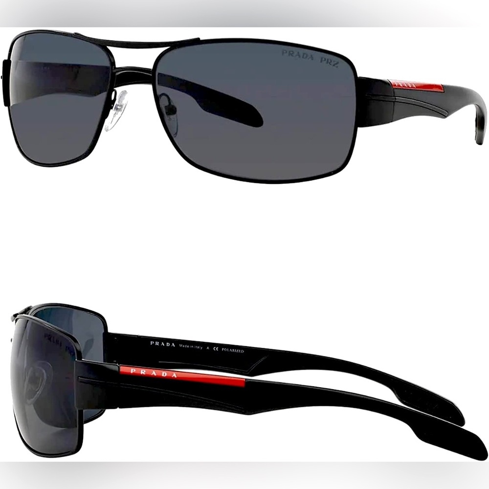 PRADA MEN POLARIZED SUNGLASSES PS53NS PS 53NS MATTE BLACK PRADA LINEA ROSSA